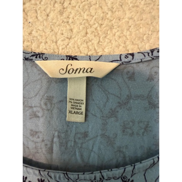 Soma Sleep Shirt Nightgown Womens XL Blue Floral Geometric 2 Pack Bundle Lounge - Picture 12 of 16